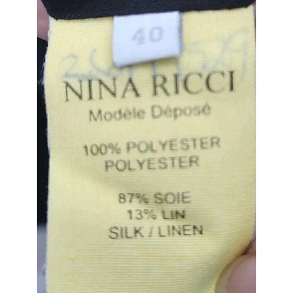 Nina Ricci Black Silk/Linen Sleeveless Knee-Length Pleated Dress FR 40/US 8 - Picture 6 of 8